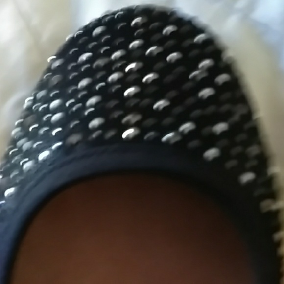 Size 8 black shoes with studded sparkles on the to - Picture 2 of 5